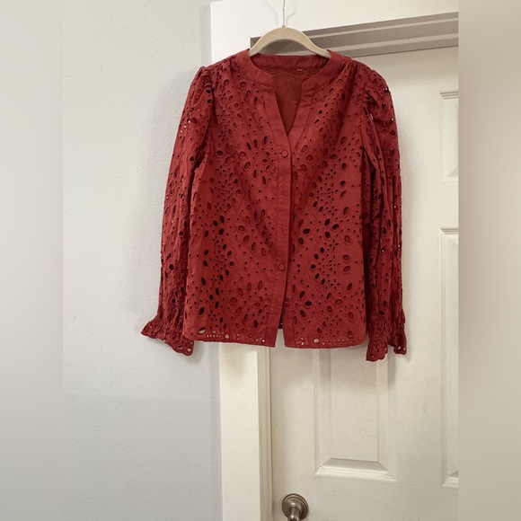 Source Unknown Tops - Long sleeve Eyelet Blouse